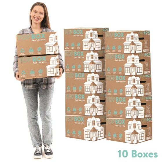 10x TopBox Large 48 Litre Double Walled Moving and Storage Boxes